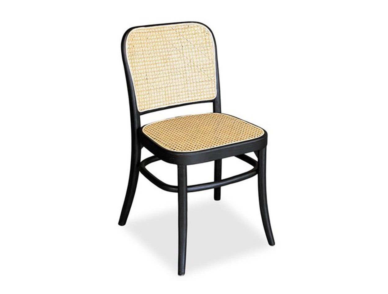 PARIS WOVEN CANE DINING CHAIR - MATT BLACK