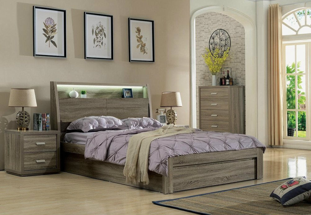 CHICAGO DOUBLE OR QUEEN 3 PIECE (BEDSIDE ) BEDROOM SUITE - (2-15-19-20-15-14) - MOCHA