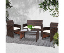 NORMA 4 PIECE OUTDOOR RATTAN LOUNGE SETTING - BROWN