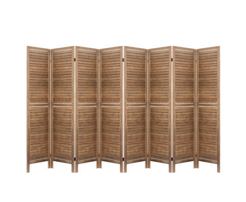 ROLLY ROOM DIVIDER PRIVACY SCREEN FOLDABLE 8 PARTITION STAND - BROWN