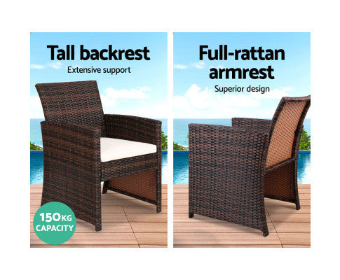 NORMA 4 PIECE OUTDOOR RATTAN LOUNGE SETTING - BROWN