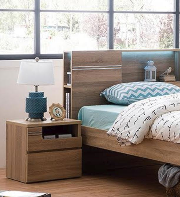 VIRGINIA 2 DRAWER BEDSIDE TABLE (MODEL:LS 112 BS) - VINTAGE OAK