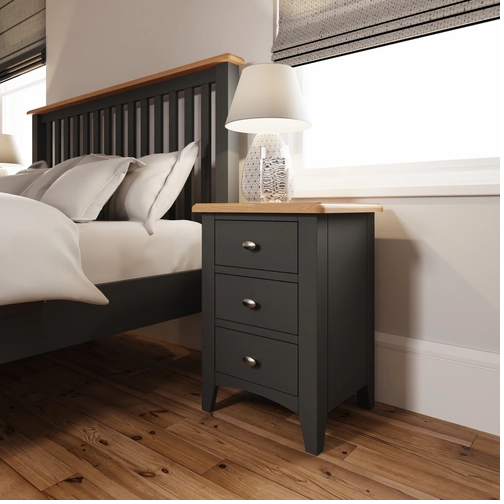 DOUBLE OR QUEEN EMMETT 5 PIECE (DRESSER) BEDROOM SUITE - GREY / LIGHT OAK (2 TONE)