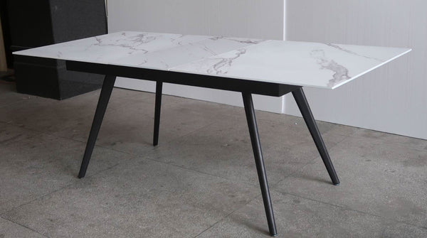 CIVIC EXTENSION DINING TABLE - 1600/2000(W) x 900(D) - WHITE MARBLE EFFECT