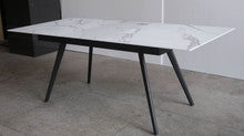 CIVIC EXTENSION DINING TABLE - 1600/2000(W) x 900(D) - WHITE MARBLE EFFECT