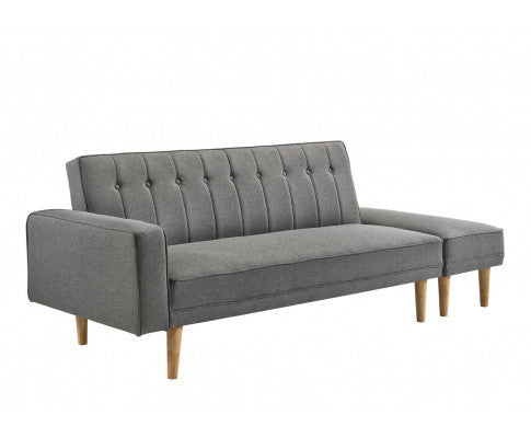 AZALEA FABRIC 3 SEATER SOFA BED WITH OTTOMAN - LIGHT GREY