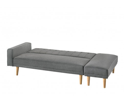 AZALEA FABRIC 3 SEATER SOFA BED WITH OTTOMAN - LIGHT GREY