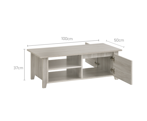 HILTON 2 SHELVES/ 1 DRAWER COFFE TABLE - WHITE WASH