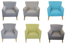 DARCY ACCENT FIESTA FABRIC UPHOLSTERED SOFA ARM CHAIR - ASSORTED COLOURS