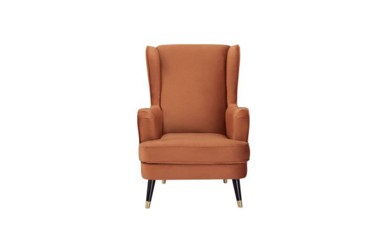 CAPE FABRIC UPHOLSTERED ARMCHAIR -  CINNAMON