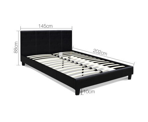 DOUBLE NEO PVC LEATHER BED FRAME - BLACK
