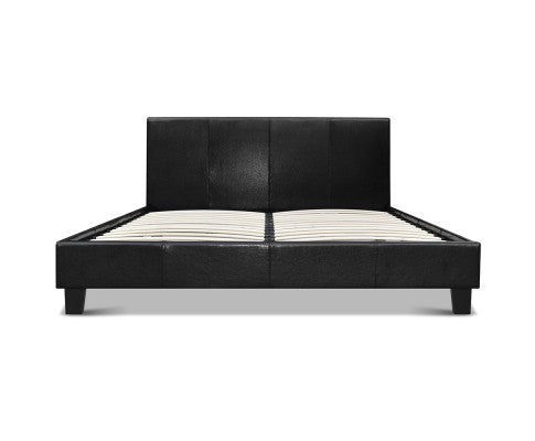 DOUBLE NEO PVC LEATHER BED FRAME - BLACK