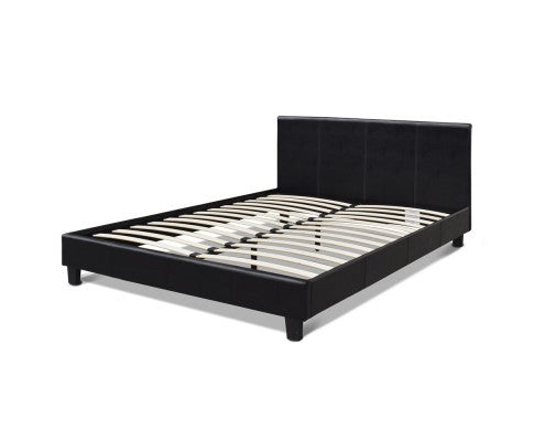 DOUBLE NEO PVC LEATHER BED FRAME - BLACK