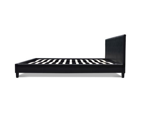DOUBLE NEO PVC LEATHER BED FRAME - BLACK