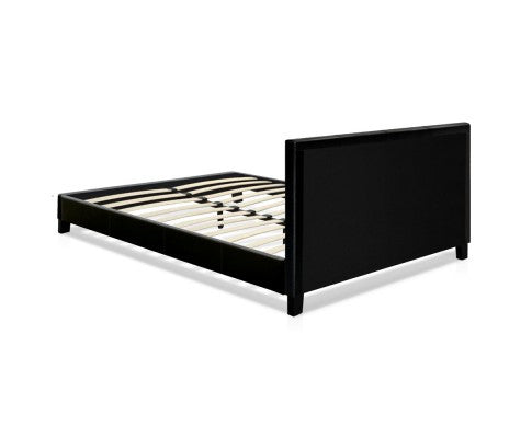 DOUBLE NEO PVC LEATHER BED FRAME - BLACK