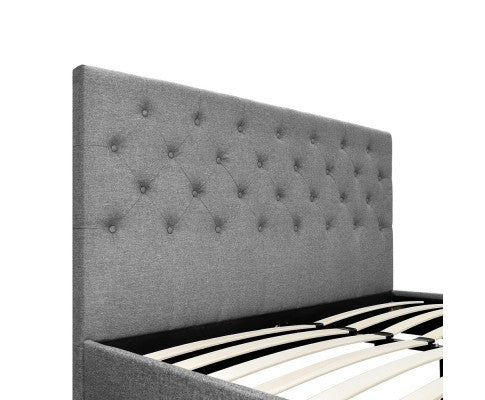 DOUBLE KELLY FABRIC BED FRAME - GREY