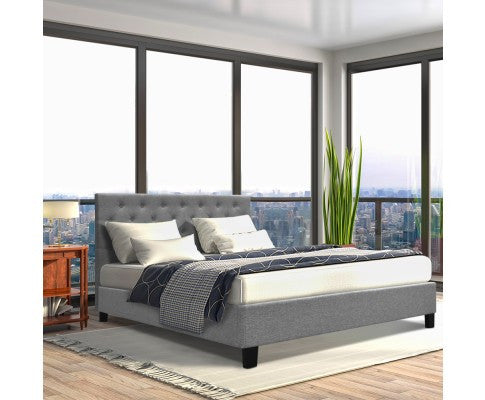 DOUBLE KELLY FABRIC BED FRAME - GREY