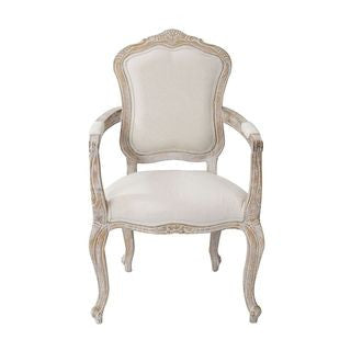BICHIR (SET OF 2) ARM CHAIR - FABRIC BEIGE / WHITE WASHED