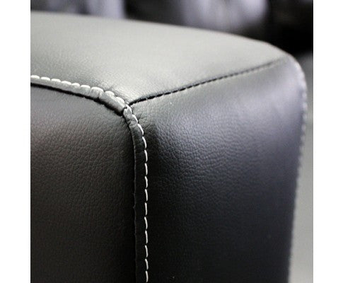 NOWRA 2 SEATER LEATHERETTE SOFA WITH REVERSIBLE CHAISE - BLACK