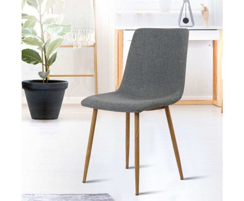 RONDELL (SET OF 2) FABRIC DINING CHAIR - DARK GREY