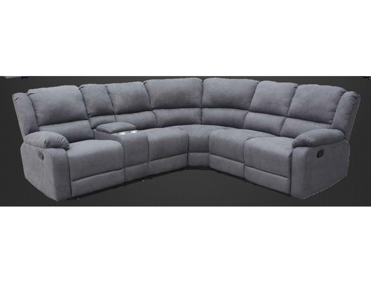 UPTOWN 5 SEAT FABRIC CORNER LOUNGE WITH 2 RECLINERS AND CONSOLE - AS PICTURED