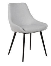 DOMO FABRIC LINEN DINING CHAIR - LIGHT GREY