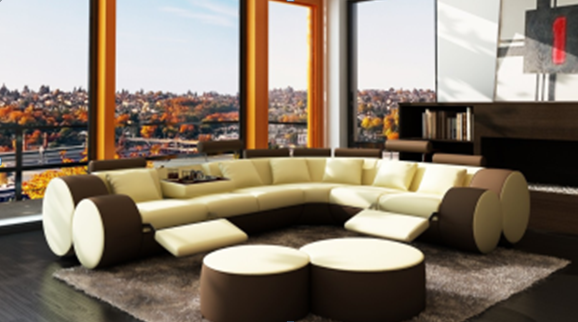 SIRENO 3 SEATER + 2 SEATER + 1 CORNER + 1 CORNER LEATHER CORNER CHAISE LOUNGE SUITE - AS PICTURED