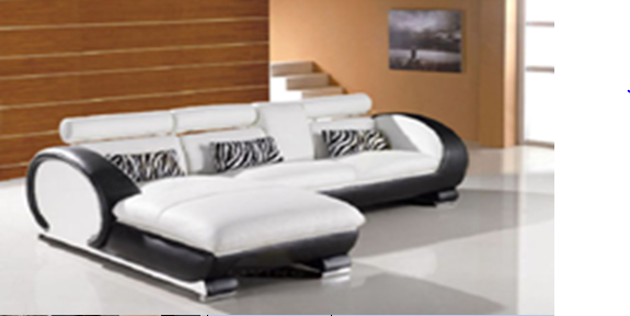 ILLINIOS LEATHERETTE 3 SEATER + LHS/RHS CHAISE - WHITE WITH BLACK