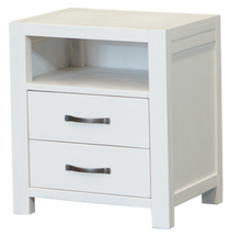 FRENCH COAST BEDSIDE TABLE WITH 2 DRAWERS - BRUSHED WHITE