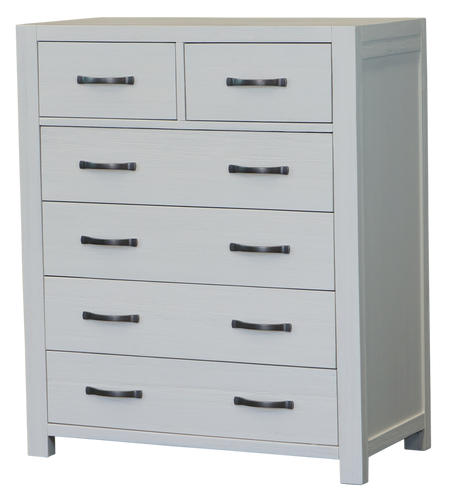 FRENCH COAST QUEEN 4 PIECE TALLBOY BEDROOM SUITE - BRUSHED WHITE