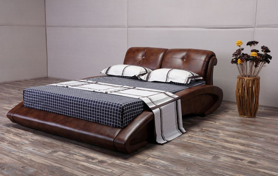 QUEEN SWISS LEATHERETTE BED (G1119#) - ASSORTED COLORS