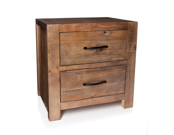 GREELY (AUSSIE MADE) 2 DRAWER BEDSIDE TABLE - 580(H) x 620(W) x 420(D) - ASSORTED STAINED COLOURS