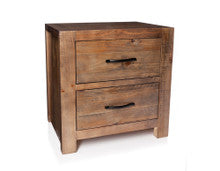 GREELY (AUSSIE MADE) 2 DRAWER BEDSIDE TABLE - 580(H) x 620(W) x 420(D) - ASSORTED STAINED COLOURS