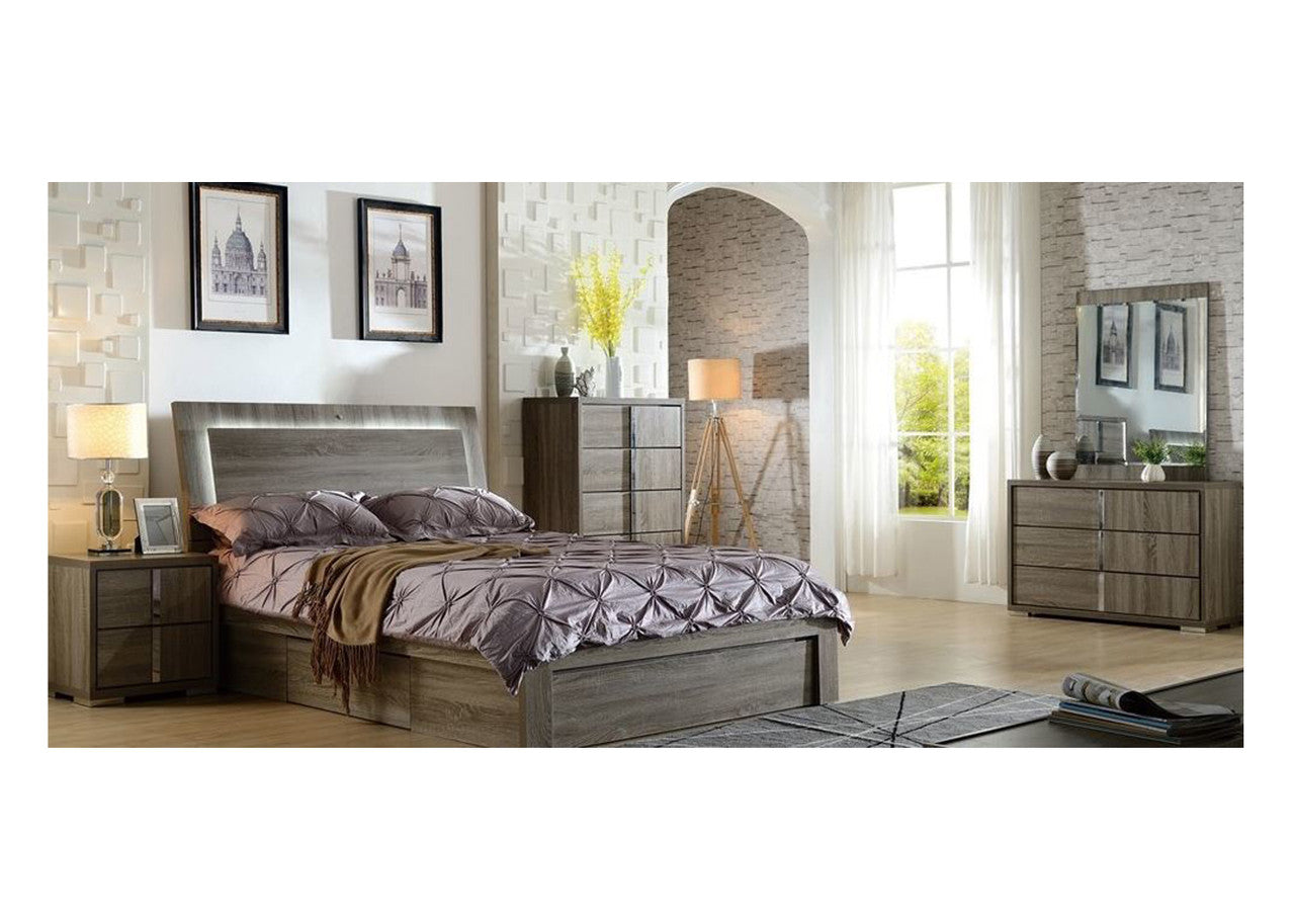 HANSON DOUBLE OR QUEEN 5 PIECE DRESSER BEDROOM SUITE (MODEL:LS 111) (GAS LIFT OR SIDE DRAWER OPTIONS AVAILABLE) - MOCHA OAK