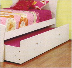 KING SINGLE HEART BED FRAME WITH TRUNDLE - SNOW