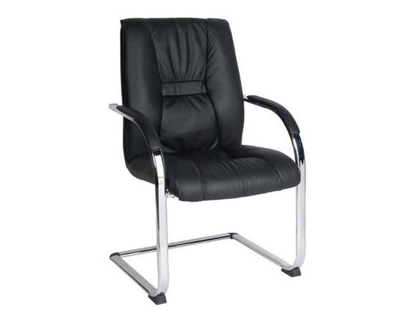 HELLAS BOADROOM CANTILEVER LEATHER ARM CHAIR - BLACK