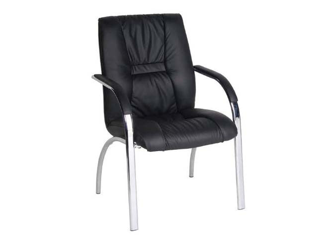 HELLAS 4 LEG BOADROOM  LEATHER ARM CHAIR - BLACK