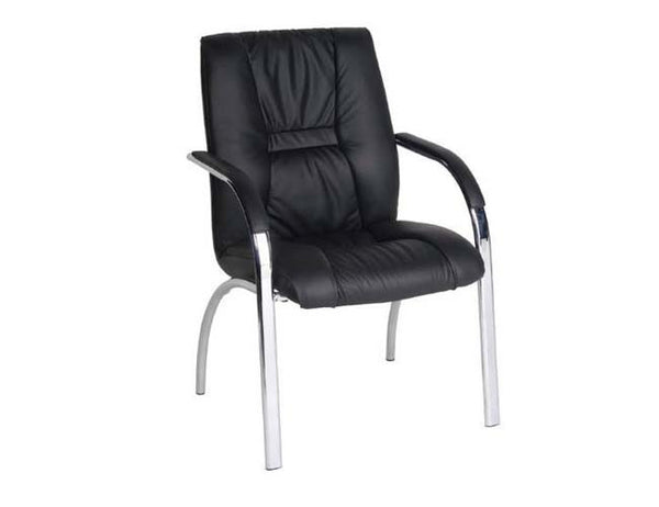 HELLAS 4 LEG BOADROOM LEATHER ARM CHAIR - BLACK