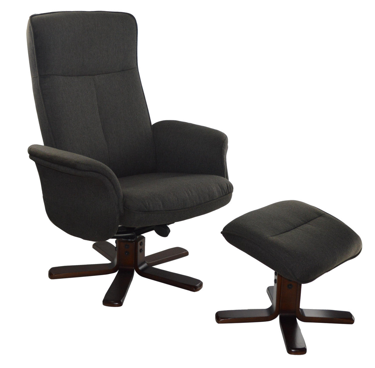 GREENACRE FABRIC CHAIR WITH STOOL - GREY