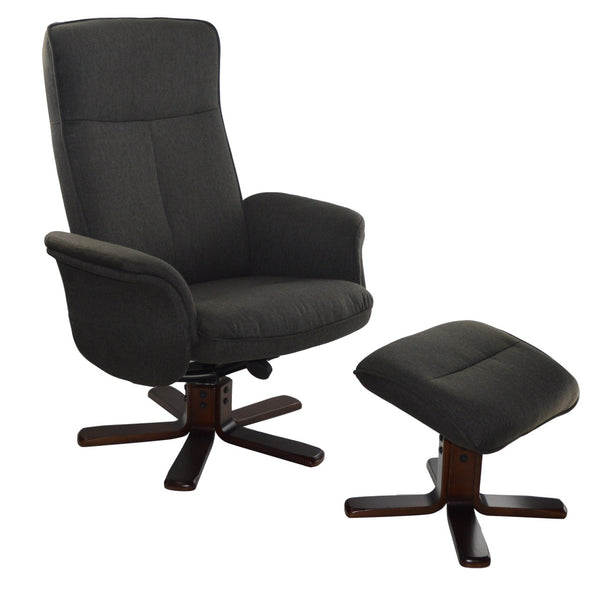 GREENACRE FABRIC CHAIR WITH STOOL - GREY