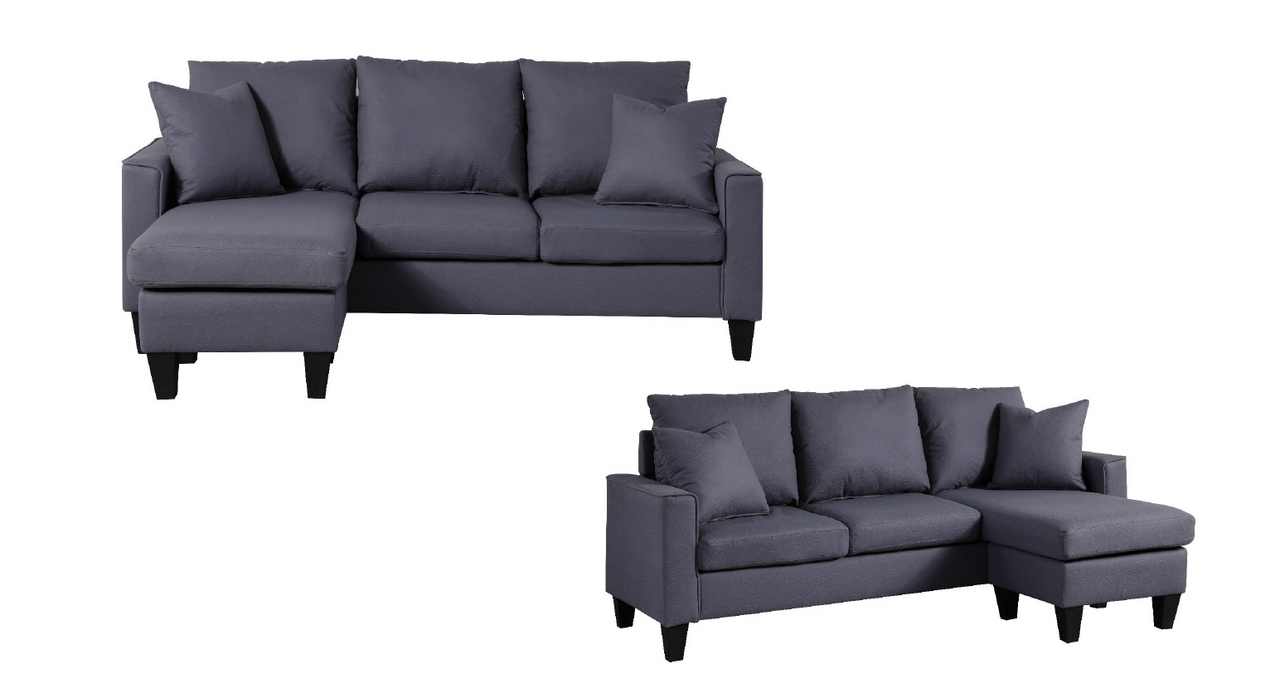 LAUREN 3 SEATER FABRIC CHAISE LOUNGE - MIDNIGHT (AS PICTURED) OR CHARCOAL