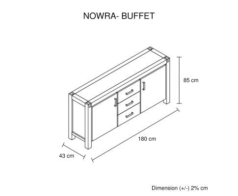 NOWRA 3 DRAWER/ 2 DOOR BUFFET - CLASSIC OAK