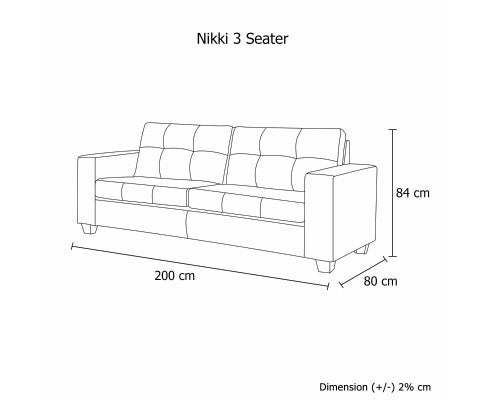 NIKKI 3 SEATER LEATHERETTE LOUNGE - BLACK