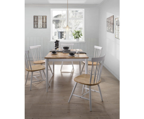 CECILIA (SET OF 2) TWO TONED SOLID RUBBERWOOD DINING CHAIR - DANISH NATURAL OAK + WHITE