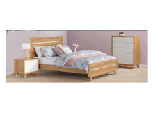 TROVATO SINGLE OR KING SINGLE (AUSSIE MADE) 3 PIECE (TALLBOY) BEDROOM SUITE - TASSIE OAK COMBINATION - ASSORTED COLOURS
