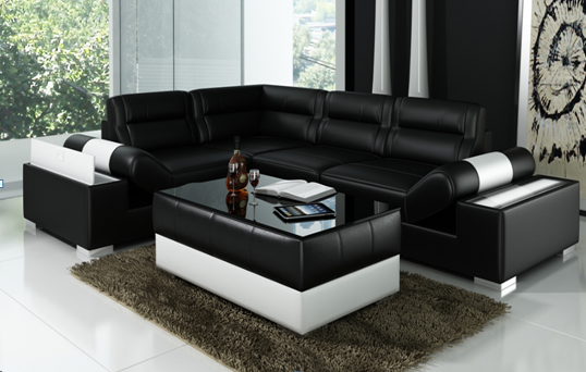 TORRENFIELD (L6001B) CORNER LOUNGE SUITE WITH COFFEE TABLE - CHOICE OF LEATHER AND ASSORTED COLOURS AVAILABLE