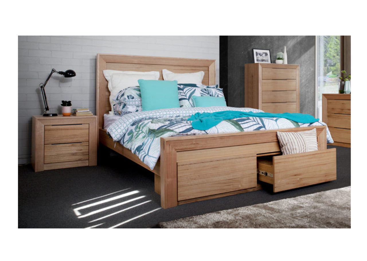LUCILLE KING 3 PIECE (BEDSIDE) BEDROOM SUITE - MESSMATE CLEAR