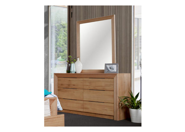 LUCILLE 6 DRAWER DRESSER WITH MIRROR - MESSMATE CLEAR