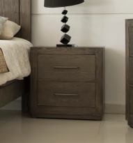 LINDSAY (AUSSIE MADE) 2 DRAWER BEDSIDE TABLE WITH FLOATING BASE - ASSORTED STAINED COLOURS