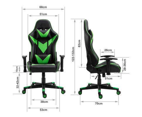 AGNELLE RECLINING OFFICE COMPUTER GAMING CHAIR - BLACK & GREEN
